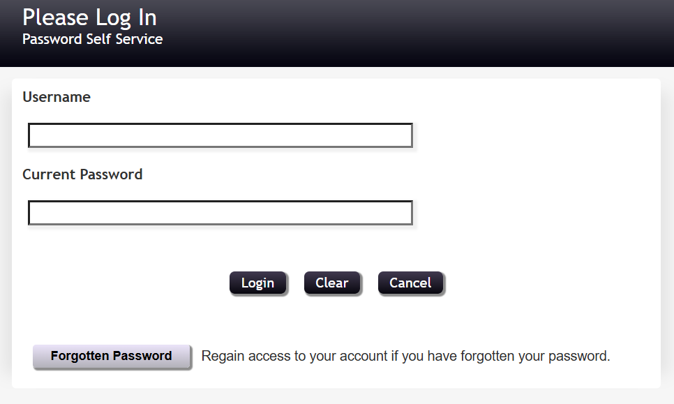 Password Self Service login page
